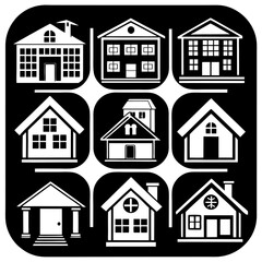 House and building vector icons set.