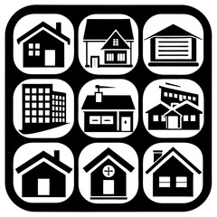 House and building vector icons set.