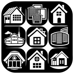 House and building vector icons set.