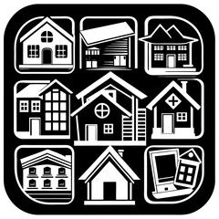 House and building vector icons set.