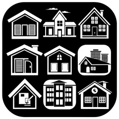 House and building vector icons set.