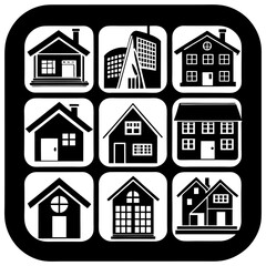 House and building vector icons set.