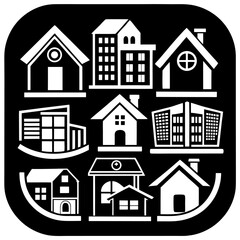 House and building vector icons set.