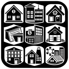 House and building vector icons set.