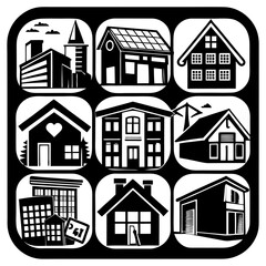 House and building vector icons set.