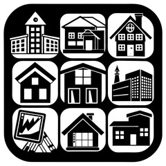 House and building vector icons set.