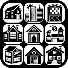 House and building vector icons set.