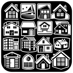 House and building vector icons set.