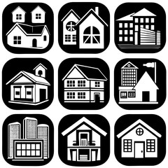 House and building vector icons set.