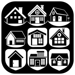 House and building vector icons set.