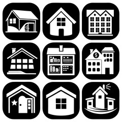 House and building vector icons set.
