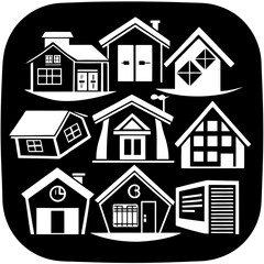 House and building vector icons set.