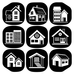House and building vector icons set.