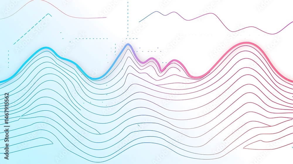Poster abstract data visualization with gradient lines and stylized contours composition