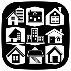 House and building vector icons set.