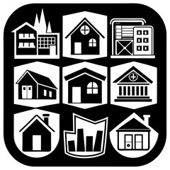 House and building vector icons set.