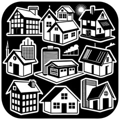 House and building vector icons set.