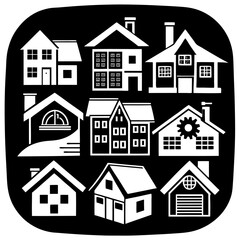 House and building vector icons set.