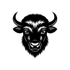bison head on white background  