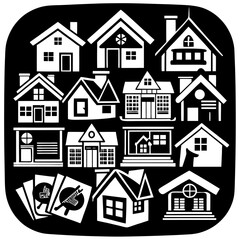 House and building vector icons set.