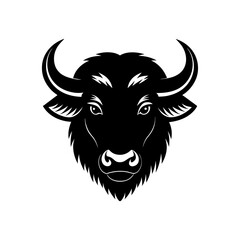bison head on white background 
