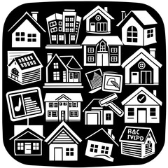 House and building vector icons set.