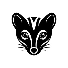civet head on white background 