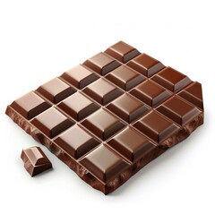 Dark chocolate bar, broken into squares.