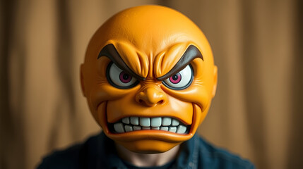 Angry Emoji Face with Intense Facial Expression