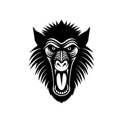 mandrill head on white background  .svg