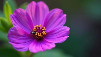 Vibrant purple flower, tiny insect perched on petal , nature, photography, beautiful