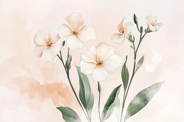 Fototapeta premium Delicate pastel flowers in soft watercolor style.