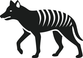 Black silhouette tasmanian tiger vector design for creative projects and concepts