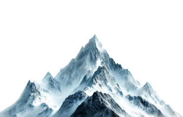 Majestic mountain peaks snowy landscape nature winter scene isolated on transparent background