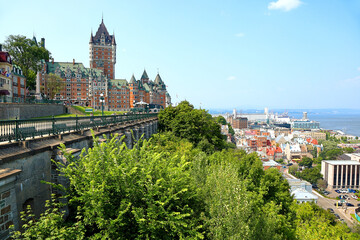 Downtown Quebec City, Historic center on a sunny day.