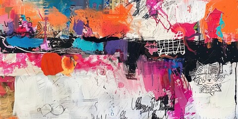 Obraz premium The abstract splash painting colored by vivid shade of oil color stained on the canvas express contemporary style from paint. Modern wallpaper brush vibrant watercolor with seamlessly pattern. AIG61.