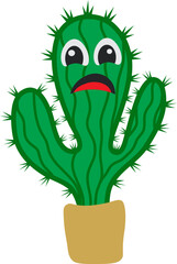 Cartoon Illustration of a Sad Face Cactus
