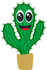 Cartoon Illustration of a Smiling Face Cactus