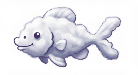Cartoon white fish illustration