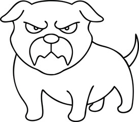 Dynamic black silhouette of an angry dog in a posing action with transparency