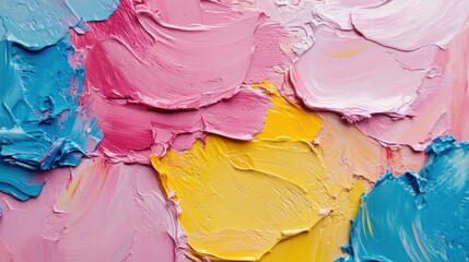 expressive pink blue yellow oil strokes