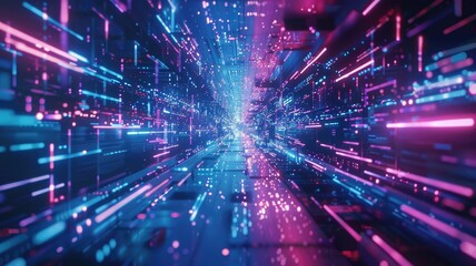 Concept of technology and business in digital style with contemporary concept. High tech cyber graphic in science and artificial intelligence theme for globalization age perfect for background. AIG53.