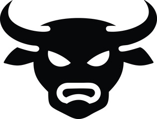 Powerful black silhouette of an angry bull depicting strength and intimidation