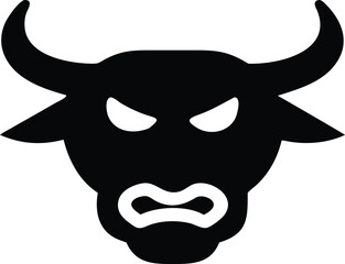 Powerful black silhouette of an angry bull charging forward vector design