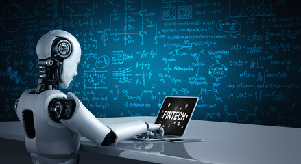 Fintech financial technology software for modish business to analyze marketing strategy