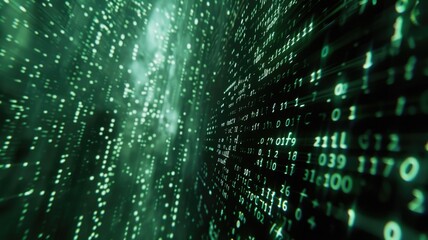 This abstract green matrix background offers a futuristic design ideal for commercial proposals, layouts, and digital presentations, enhancing visual appeal and creativity.