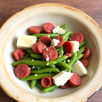 fave e salame, broad beans with salami and sheep cheese