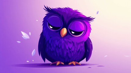 Naklejka premium Sad cute vector purple owl