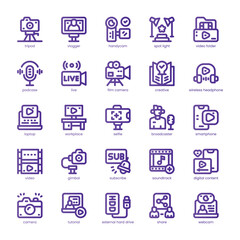 Content Creation Icon pack for your website, mobile, presentation, and logo design. Content Creation Icon line basic color design. Vector graphics illustration and editable stroke.