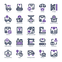 Delivery Tracking Icon pack for your website, mobile, presentation, and logo design. Delivery Tracking Icon dual tone design. Vector graphics illustration and editable stroke.